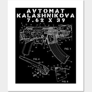 Avtomat Kalashnikova Blueprint - AK47, Mikhail Kalashnikov, Guns, Firearms, Patent Posters and Art